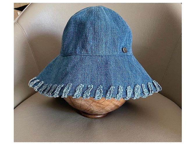 Chanel Blauer Denim Bucket Hat Größe 56 - Ansicht 18