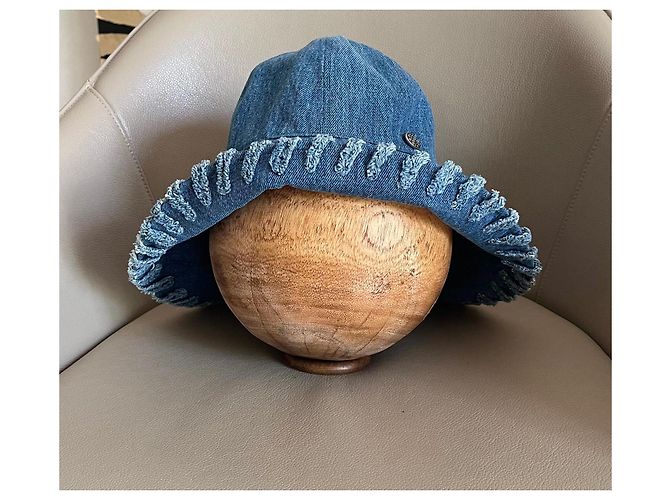 Chanel Blauer Denim Bucket Hat Größe 56 - Ansicht 19