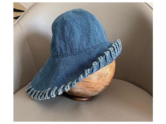 Chanel Blauer Denim Bucket Hat Größe 56 - Ansicht 20