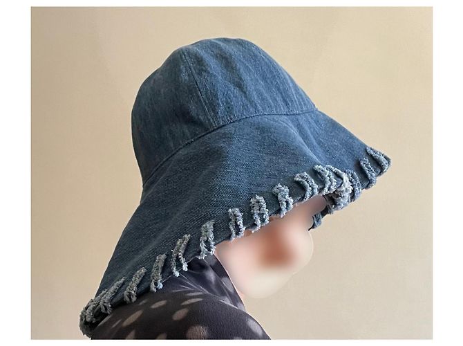 Chanel Blauer Denim Bucket Hat Größe 56 - Ansicht 3