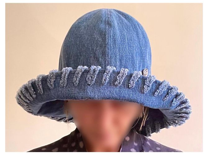 Chanel Blauer Denim Bucket Hat Größe 56 - Ansicht 4