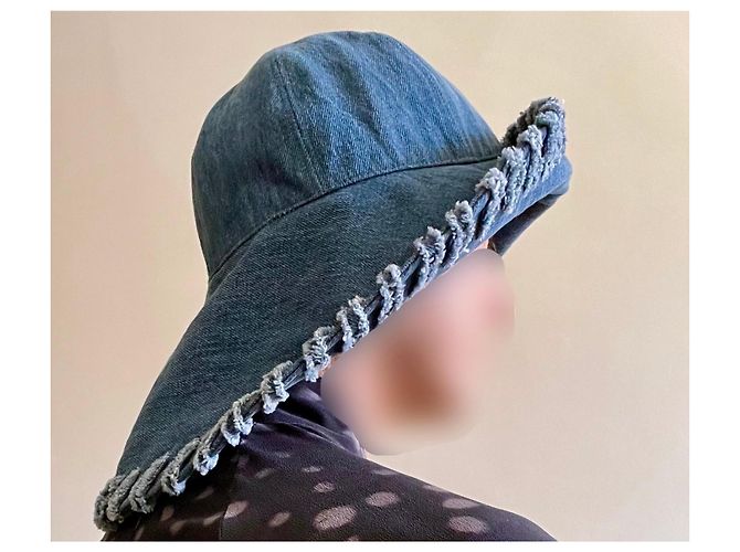 Chanel Blauer Denim Bucket Hat Größe 56 - Ansicht 6