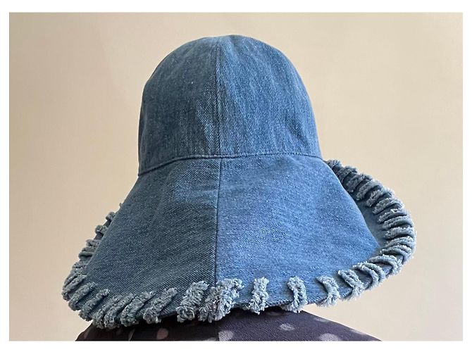 Chanel Blauer Denim Bucket Hat Größe 56 - Ansicht 8