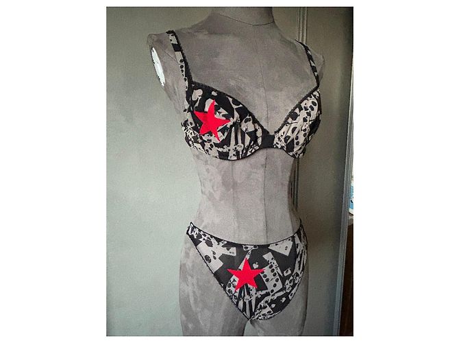 Conjunto de lencería Christian Dior en seda y encaje Blanco Beige - vista 2