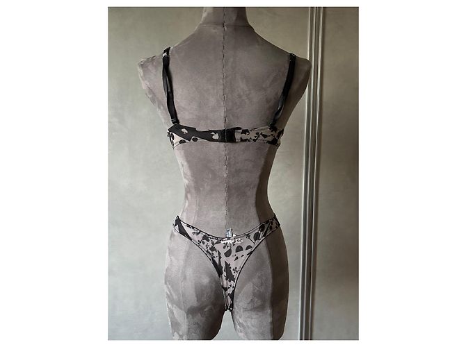 Conjunto de lencería Christian Dior en seda y encaje Blanco Beige - vista 6
