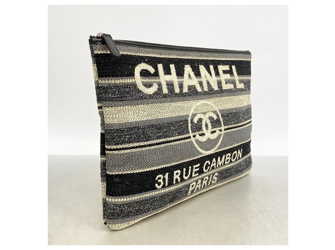 Clutch Chanel Deauville Marrone Nero - vista 2