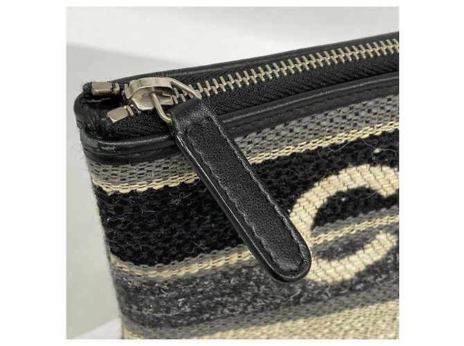 Clutch Chanel Deauville Marrone Nero - vista 7