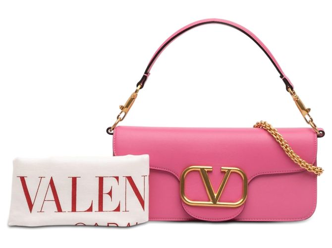 Borsa Valentino in pelle di vitello rosa Medium VLogo Loco - vista 7