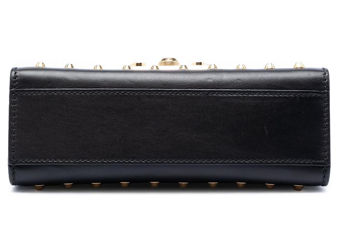 Borsa a tracolla Gucci Black Small Pearl Studded Leather Padlock Nero - vista 3