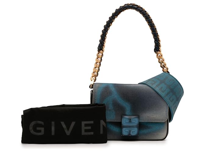 Borsa a tracolla Givenchy Blue Chito Small 4G Graffiti Effect in tela e pelle Blu navy - vista 7