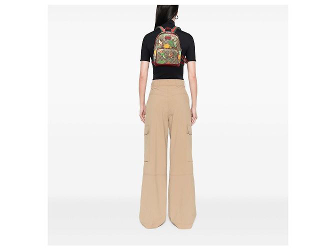 Zaino Gucci Beige Small GG Supreme Web Tian - vista 7
