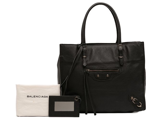 Borsa Tote Papier A6 in pelle di vitello nera Balenciaga - vista 7