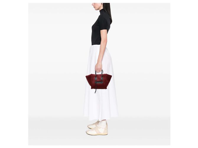Céline Borsa Celine Red Medium Felt Phantom Luggage Tote Rosso Bordò - vista 7