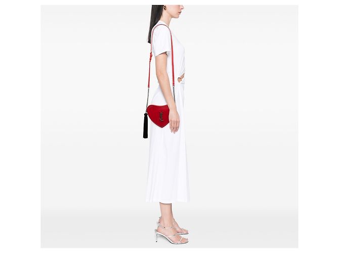 Borsa a tracolla Sac Coeur con nappa rossa in pelle di vitello Saint Laurent - vista 7
