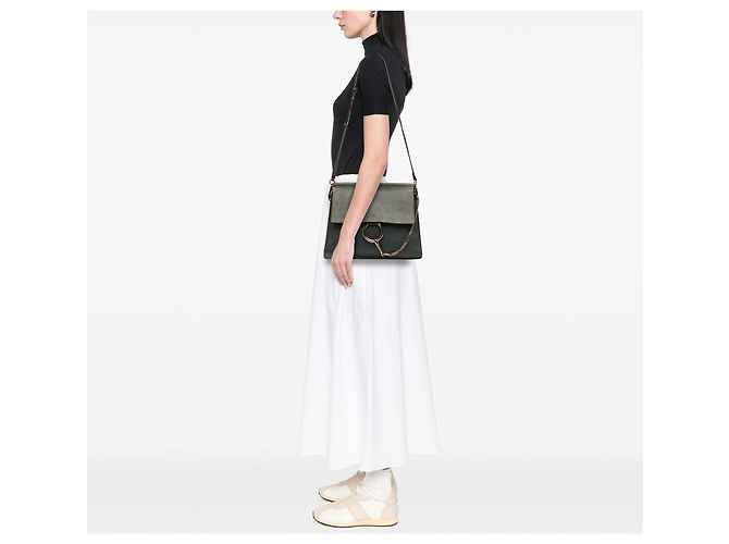 Borsa a tracolla Faye in pelle di vitello e scamosciato blu di Chloé, misura Medium - vista 6