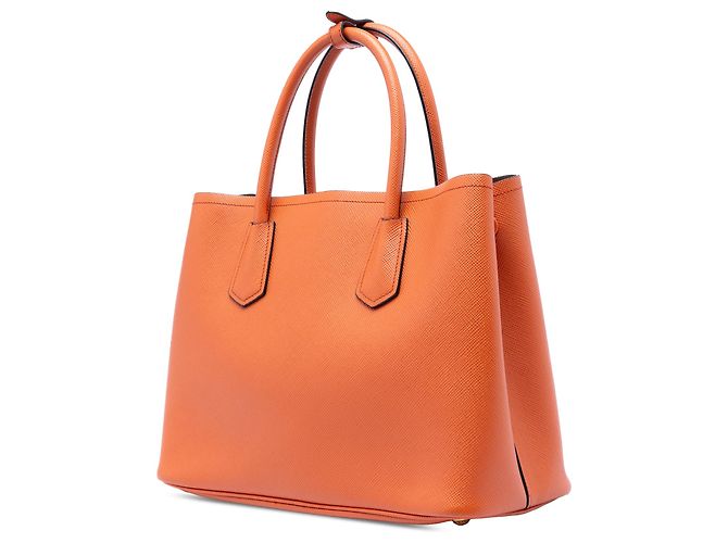 Borsa Satchel Prada Orange Medium Saffiano Cuir Double Handle Arancione - vista 2