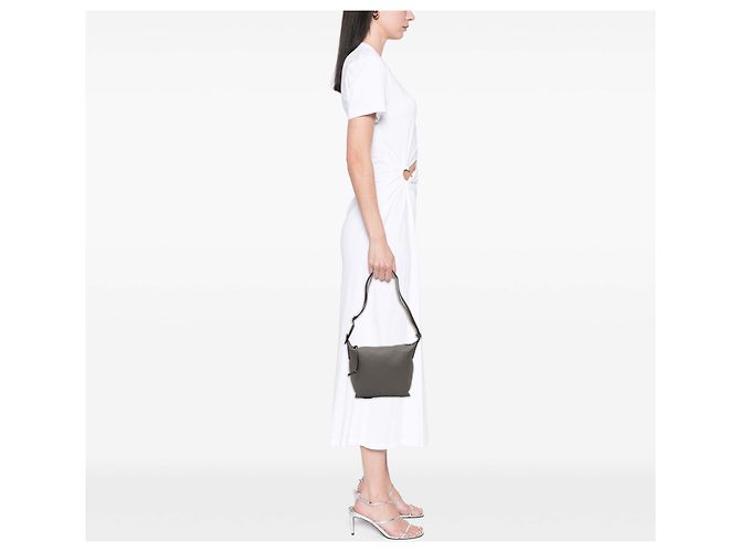LOEWE Borsa Cubi Crossbody in pelle di vitello grigia piccola Marrone - vista 6