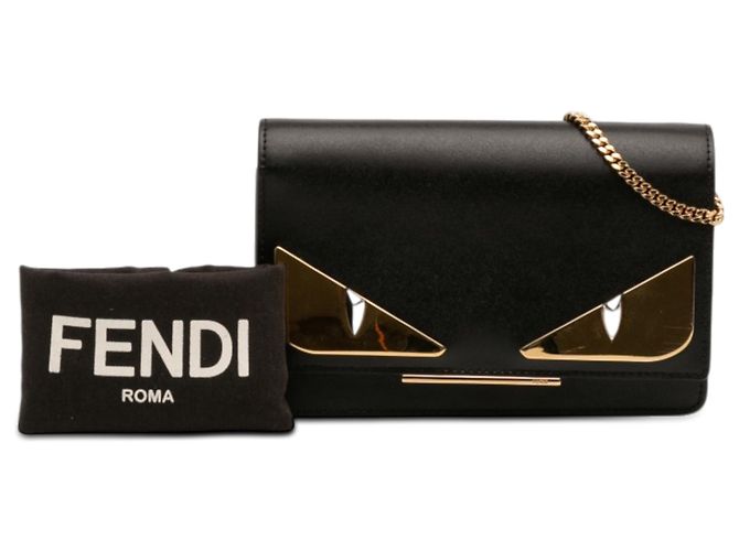 Fendi Black Leather Eye Monster Tube Wallet On Chain - view 7