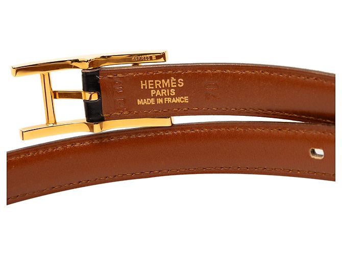 Cintura reversibile Hermès Quentin in pelle Box nera Nero - vista 4
