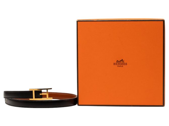 Cintura reversibile Hermès Quentin in pelle Box nera Nero - vista 6