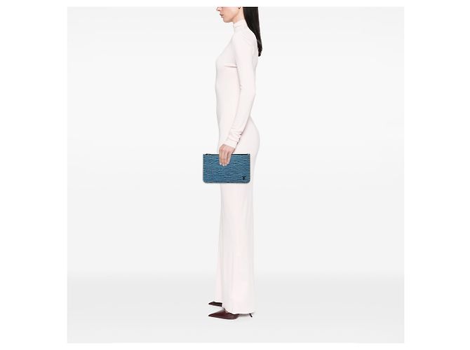 Pochette Louis Vuitton Neverfull in Epi Denim blu - vista 7