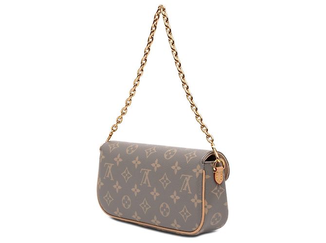 Portafoglio On Chain Louis Vuitton Gray Monogram Ivy Marrone - vista 2