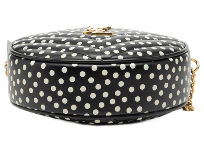 Saint Laurent Black Chevron Calfskin Polka Dot Round Vinyle Camera Bag Schwarz - Ansicht 3