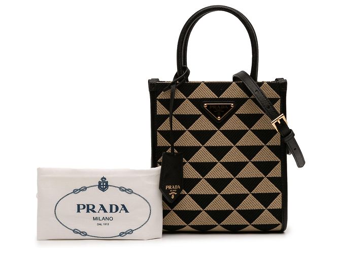 Borsa Prada Brown Mini Embroidered Jacquard Symbole Triangolo Marrone - vista 7