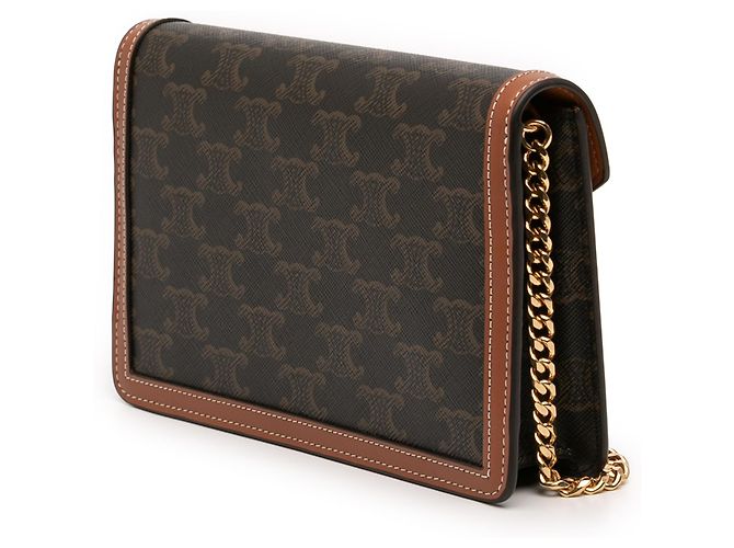 Céline Celine Margo Wallet on Chain aus braunem Triomphe beschichtetem Canvas Dunkelbraun - Ansicht 2