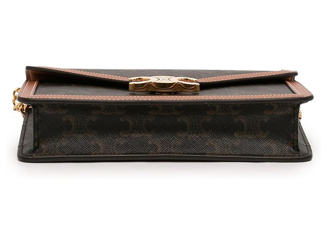 Céline Celine Margo Wallet on Chain aus braunem Triomphe beschichtetem Canvas Dunkelbraun - Ansicht 3