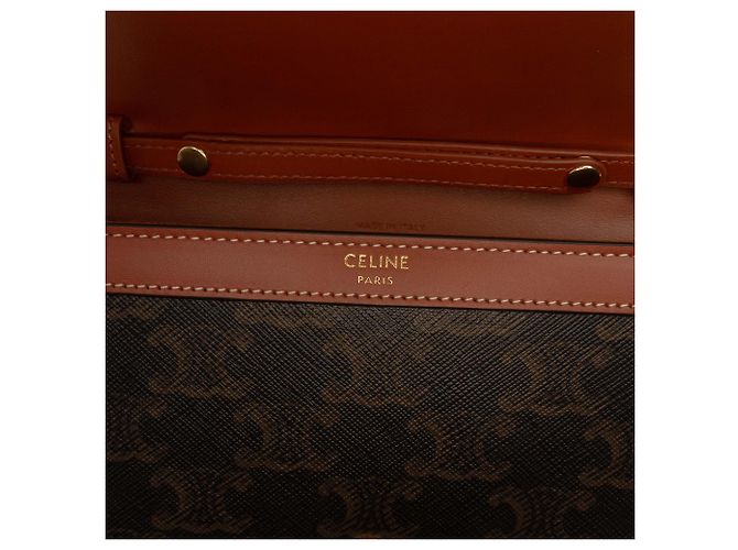Céline Celine Margo Wallet on Chain aus braunem Triomphe beschichtetem Canvas Dunkelbraun - Ansicht 5