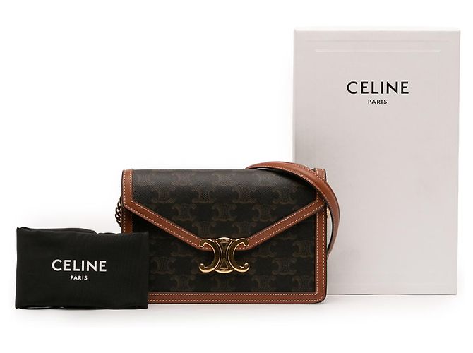 Céline Celine Margo Wallet on Chain aus braunem Triomphe beschichtetem Canvas Dunkelbraun - Ansicht 7