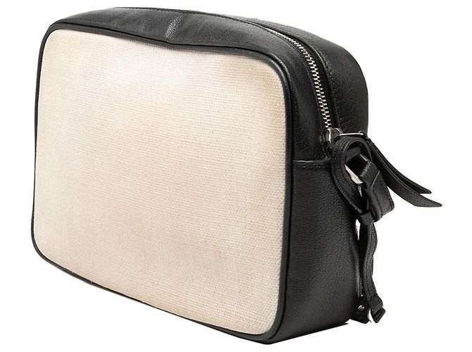 Borsa a tracolla Lou Monogram in tela bianca Saint Laurent Bianco - vista 2