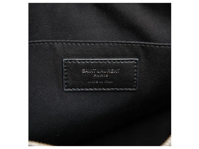 Borsa a tracolla Lou Monogram in tela bianca Saint Laurent Bianco - vista 5