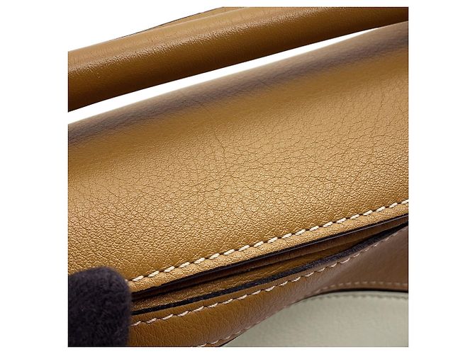 Borsa a mano mini in pelle Loewe Puzzle Bag Marrone Bianco Beige - vista 7