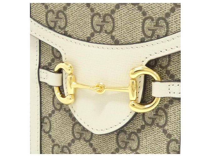 Borsa a tracolla Gucci Horsebit 1955 Bianco Beige - vista 4