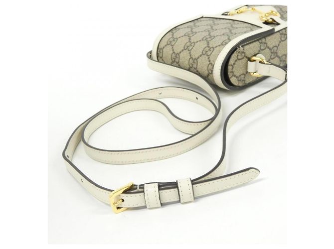 Borsa a tracolla Gucci Horsebit 1955 Bianco Beige - vista 8