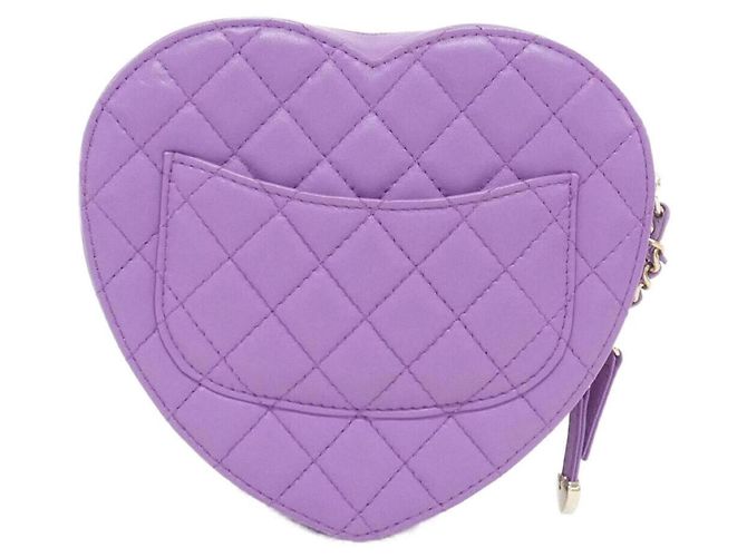 Borsa a tracolla Chanel AS3191 in pelle di agnello viola Porpora - vista 2