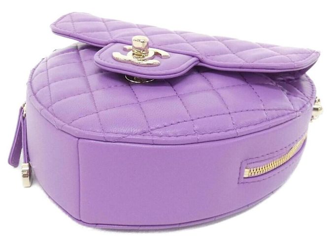 Borsa a tracolla Chanel AS3191 in pelle di agnello viola Porpora - vista 3