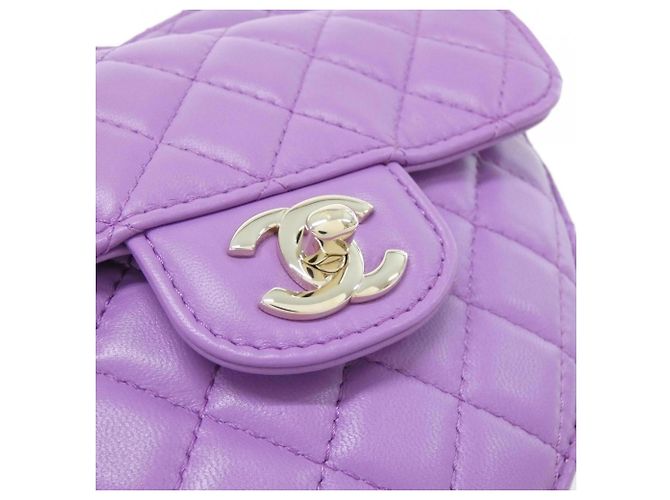 Borsa a tracolla Chanel AS3191 in pelle di agnello viola Porpora - vista 4