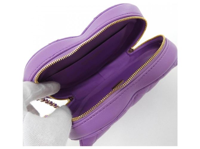 Borsa a tracolla Chanel AS3191 in pelle di agnello viola Porpora - vista 8