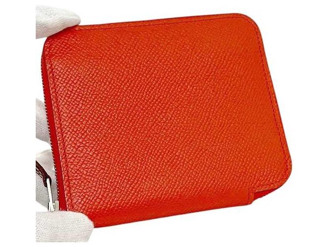 Hermès Portafoglio Azap Compact in seta Hermes Rosso - vista 10