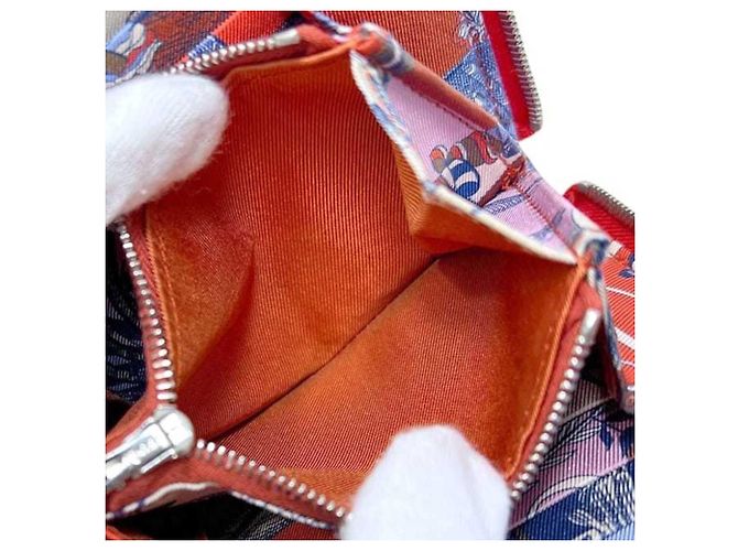 Hermès Portafoglio Azap Compact in seta Hermes Rosso - vista 4