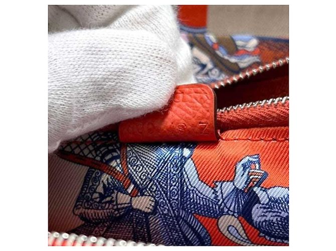 Hermès Portafoglio Azap Compact in seta Hermes Rosso - vista 6
