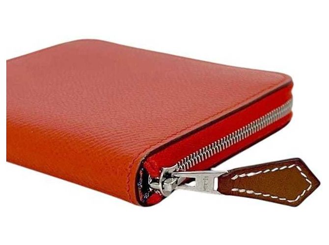 Hermès Portafoglio Azap Compact in seta Hermes Rosso - vista 7