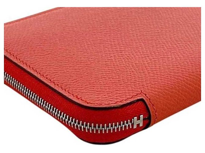 Hermès Portafoglio Azap Compact in seta Hermes Rosso - vista 8