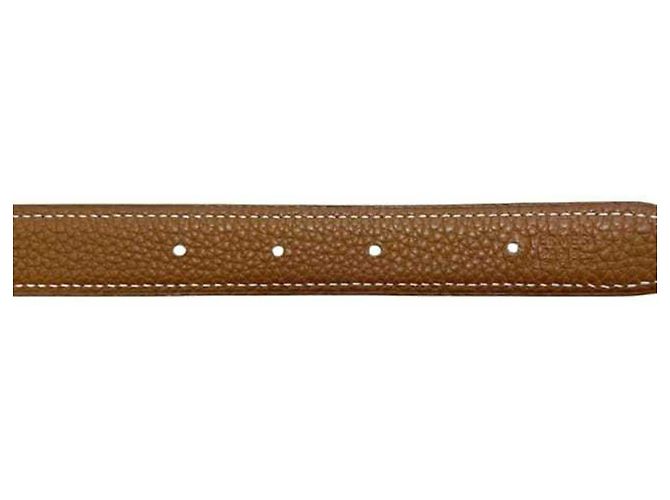Cinturón Hermès de piel negro y marrón Box Calf Taurillon Clemence Castaño - vista 10