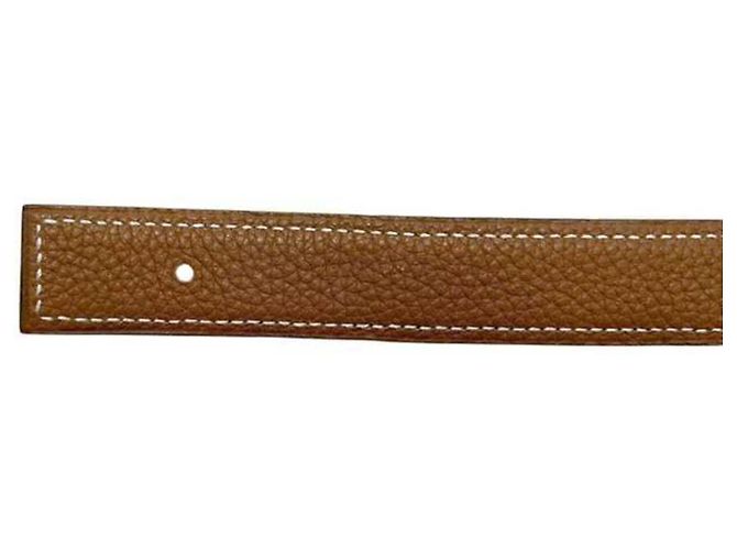 Cinturón Hermès de piel negro y marrón Box Calf Taurillon Clemence Castaño - vista 11