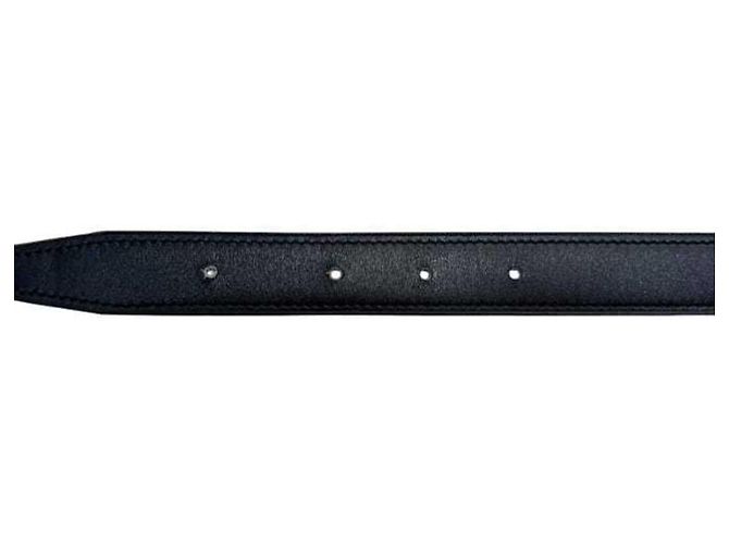 Cinturón Hermès de piel negro y marrón Box Calf Taurillon Clemence Castaño - vista 6
