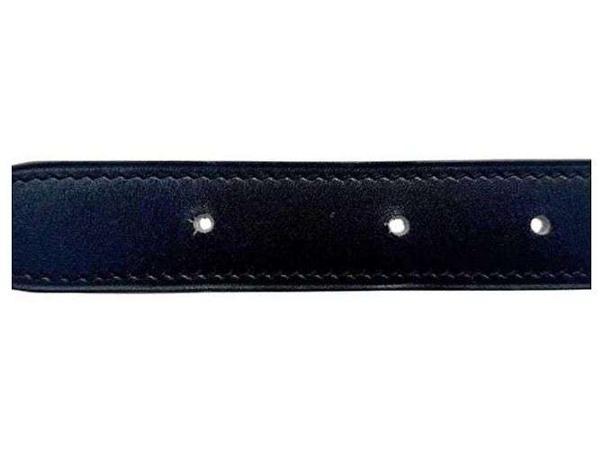 Cinturón Hermès de piel negro y marrón Box Calf Taurillon Clemence Castaño - vista 7